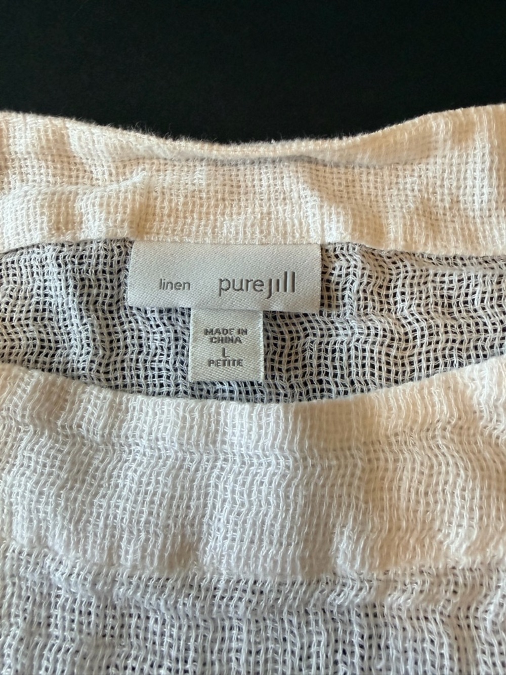 J.Jill Pure Jill 100% Linen Lagenlook Open Weave Boxy Minimalist kimono Top sz L - Picture 2 of 10